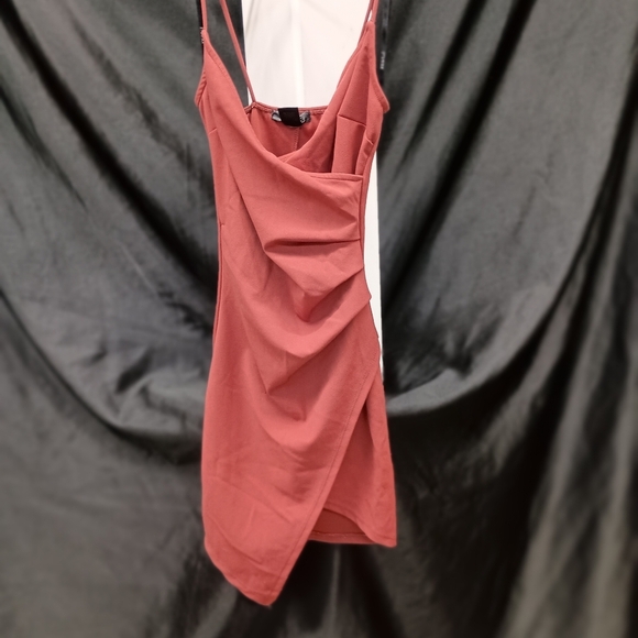 Rust Orange Draped Mini Dress - Picture 6 of 16